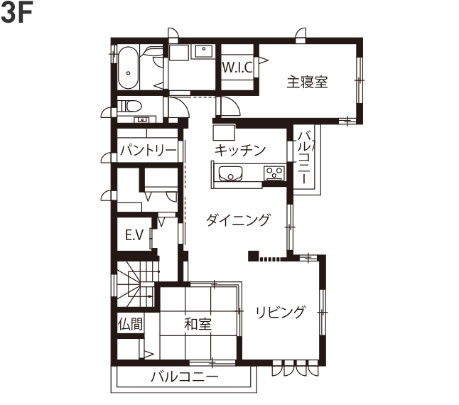 3階建ての完全分離の二世帯住宅 3F | 建築実例 | セキスイハイム