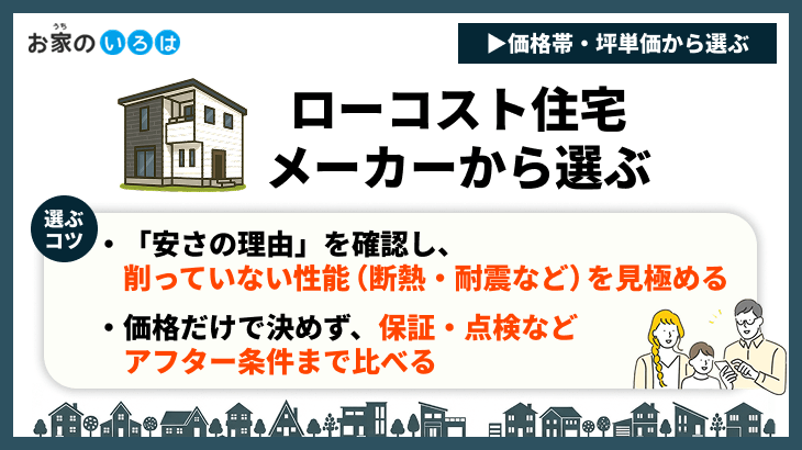 ローコスト住宅メーカーから選ぶ