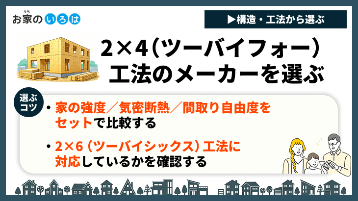 2×4（ツーバイフォー）工法のメーカーを選ぶ