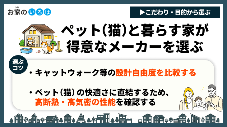 ペット（猫）と暮らす家が得意なメーカーを選ぶ