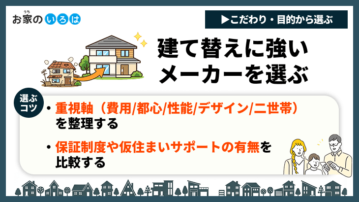 建て替えに強いメーカーを選ぶ