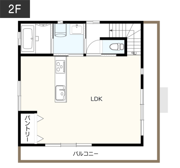 【3階建て】 屋上のある家の間取り（1）2F