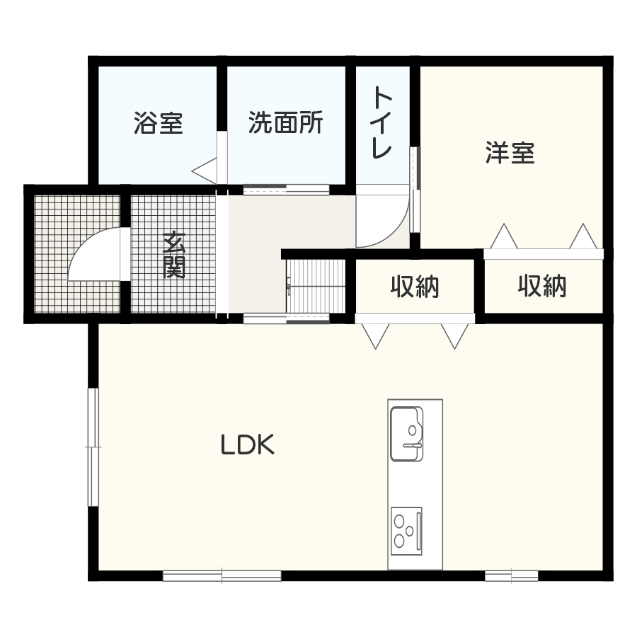 【1,000万～1,500万円以下】20坪の2階建て向けおすすめ間取り：2～4人暮らしにおすすめ　間取り図1