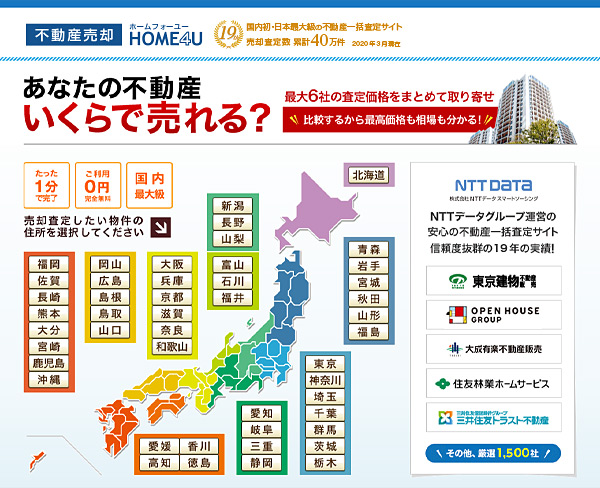 あなたの不動産いくらで売れる？不動産売却HOME4U