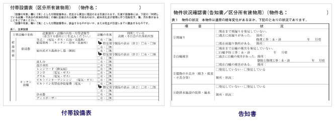 帯設備表 告知書
