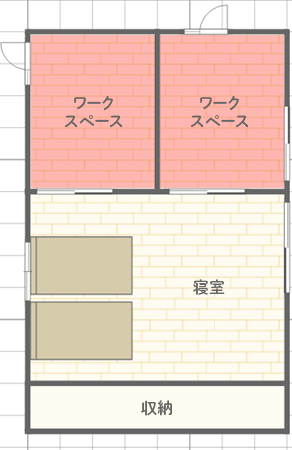 寝室の一部にデスクを設置する