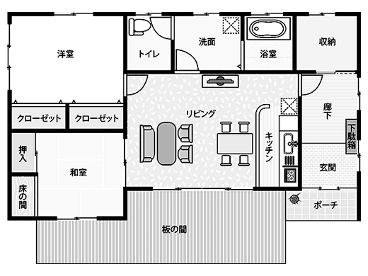 「平屋の30坪の家」の間取り