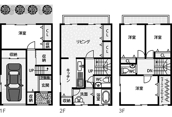 【3階建て・坪単価約92万円】の間取り