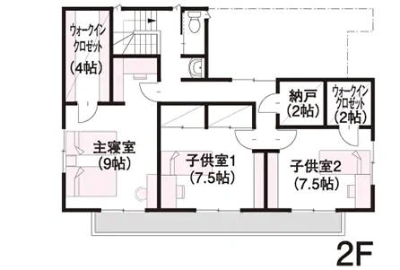 【一般的な住宅地】建ぺい率50％、容積率100％の場合 2F