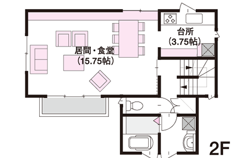 【人気のこだわり3】「3階建て」の間取り例 2F