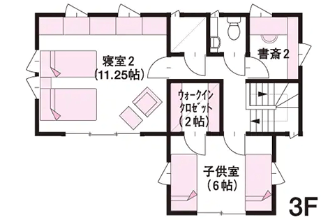 【人気のこだわり3】「3階建て」の間取り例 3F