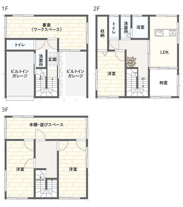 ビルトインガレージ付きキューブ型住宅