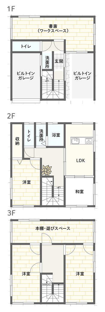 ビルトインガレージ付きキューブ型住宅