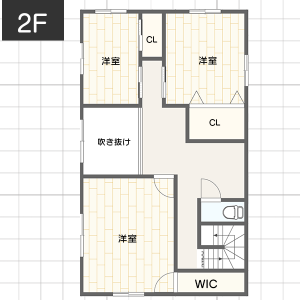 【2階建て30坪台】外干しができるタイプのランドリールームがある間取り例