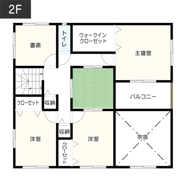 【2階建て】5LDK：44坪の間取り2F