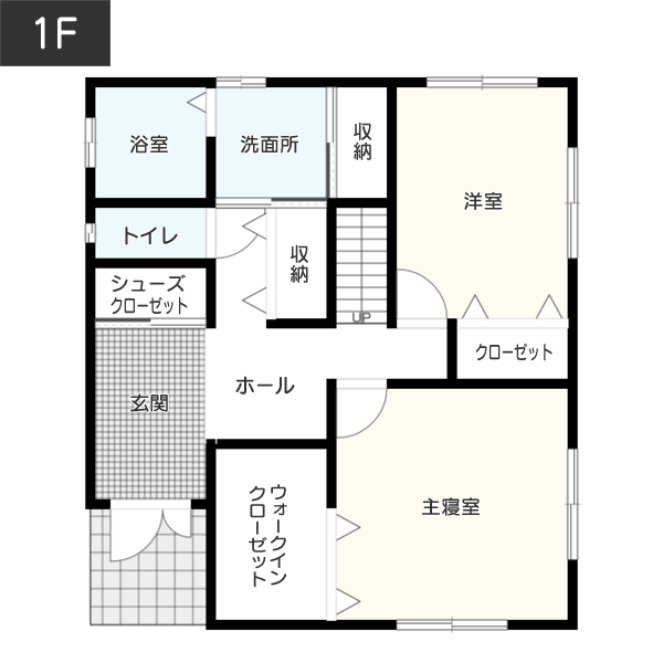 【3階建て】5LDK：50坪の間取り1F