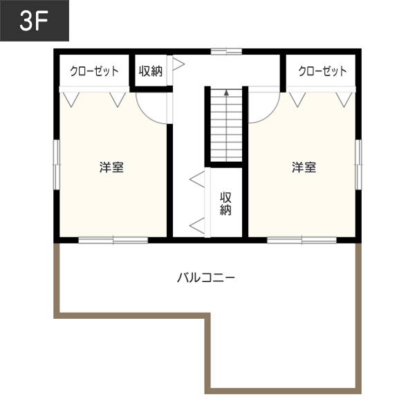 【3階建て】5LDK：50坪の間取り3F