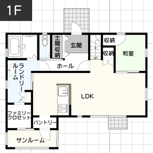 【30坪台】サンルームの間取り例