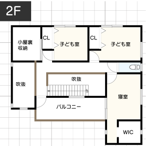 【30坪台】パティオ（コートハウス）の間取り2F