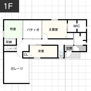 【35坪台】パティオ（コートハウス）間取り1F