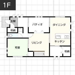 【40坪台】パティオ（コートハウス）の間取り1F