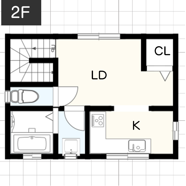 敷地面積18坪に作った狭小住宅　2F　間取り図