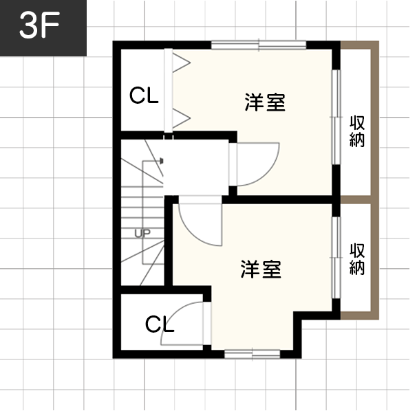 敷地面積18坪に作った狭小住宅　3F　間取り図