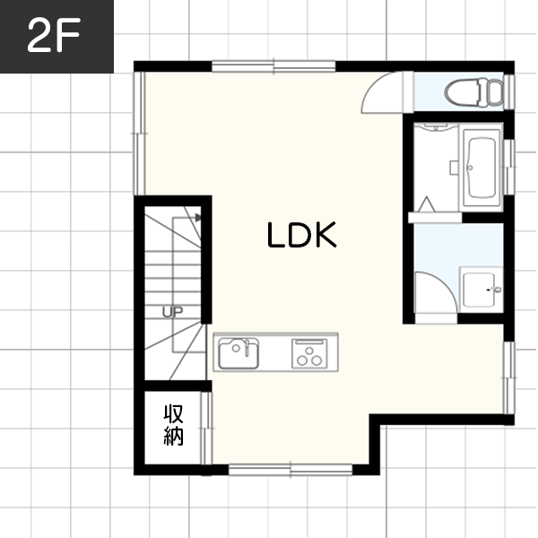 敷地面積20坪に作った2世帯住宅　2F　間取り図