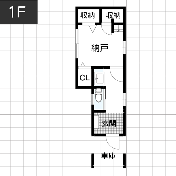 敷地面積12坪に作った狭小住宅　1F　間取り図