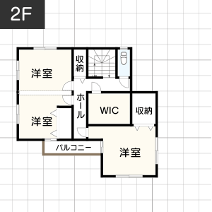 【変形地】注文住宅の間取り例2F