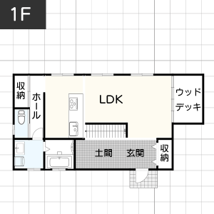 【1,000万円台】旗竿地の間取り例