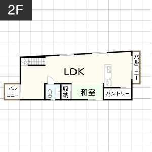 【3階建て】旗竿地の間取り例