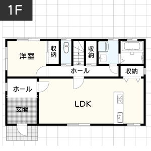 【延床面積35坪・二階建て】吹き抜けのある4LDKの間取り1階イメージ