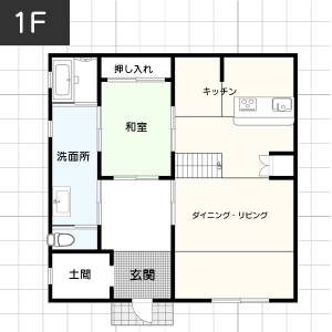 【35坪台】リビング階段の間取り例