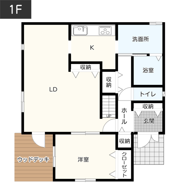 【2階建て】4LDK：35坪の間取り1F