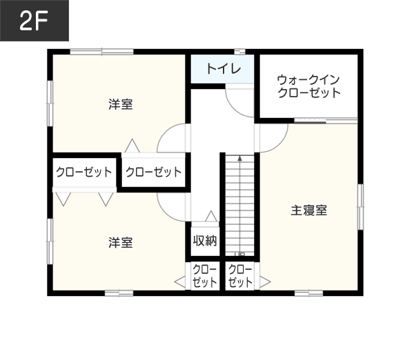 【2階建て】4LDK：35坪の間取り2F