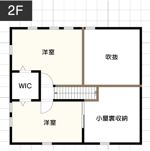 【1人暮らし】好きなものを大事に！趣味に没頭できる間取り　例　間取り図　2階