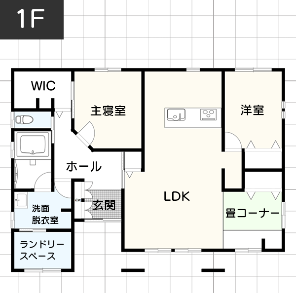 【2人暮らし】夫婦でゆったりと。開放感のある広めの間取り　例　間取り図