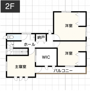 【4人以上】家事動線に配慮した4LDKの間取り例２階