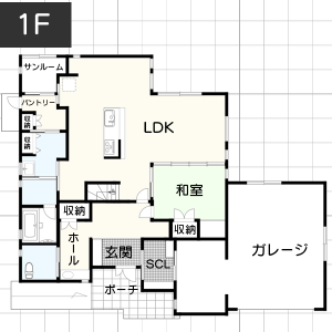 【50坪台】工夫したダイニングの間取り例