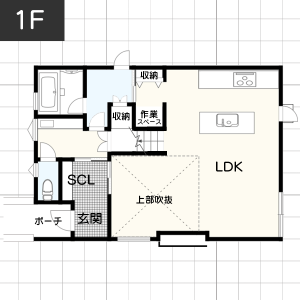 【30坪台】カウンターキッチンのある間取り例