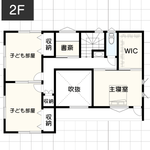 【35坪台】カウンターキッチンのある間取り例