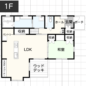 【40坪台】カウンターキッチンのある間取り例