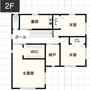 【40坪台】カウンターキッチンのある間取り例