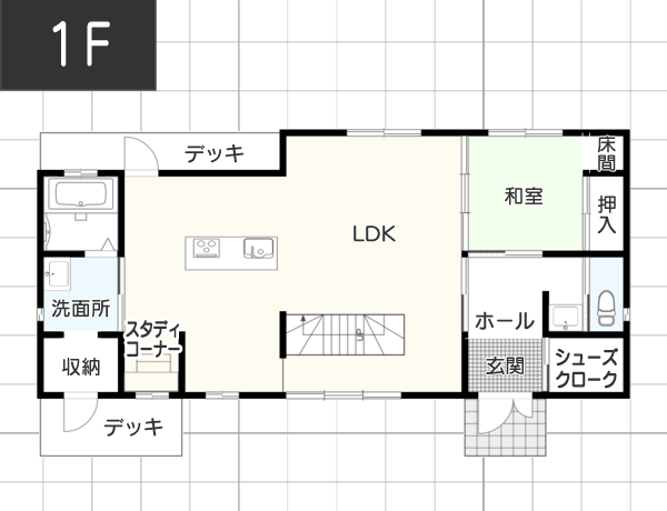 【海外の住宅のようなリビング】リビング階段の間取り例