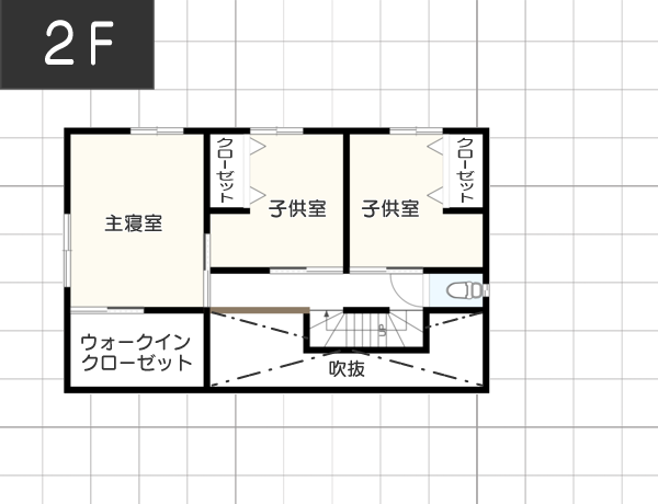 【海外の住宅のようなリビング】リビング階段の間取り例
