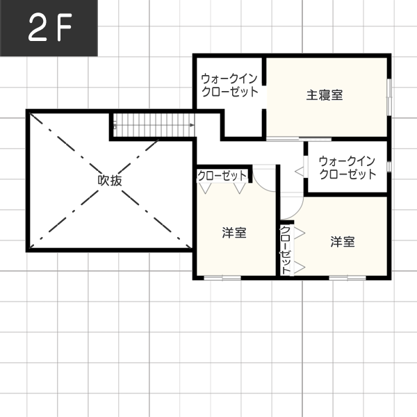 【洗練されたスタイリッシュなリビング】リビング階段の間取り例
