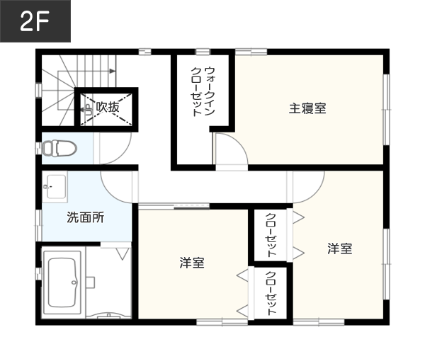 広々とした空間が嬉しい土間中心の間取り例2F