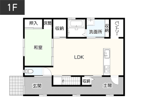 【40坪の土地】注文住宅の間取り例1F