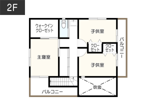 【40坪の土地】注文住宅の間取り例2F